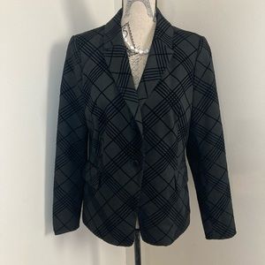 JL Women’s Black Blazer Long Sleeve One Button Black Plaid Lines Suit Jacket